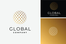 Globe Halftone Triangle Like Golf Ball Or Disco Light Logo Design	