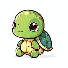 Vector Cute Turtle Cartoon Style