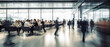 © Onchira - Blurred business man walk fast movement in modern office with business people meeting on table background, Generative AI