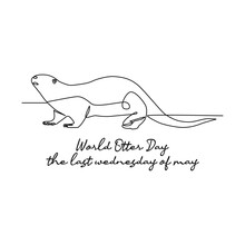 Line Art Of World Otter Day Good For World Otter Day Celebrate. Line Art. Illustration.