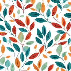 Poster - Leaves Pattern On Plain Background Illustration