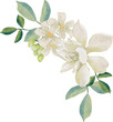 watercolor white thai flower gardenia and orange jasmine bouquet wreath frame