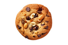 Chocolate Chip And Almond Cookies Isolated On Transparent Background. Generative Ai