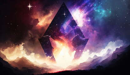 Fototapete - Cosmic space and stars, cosmic abstract background. generative ai.