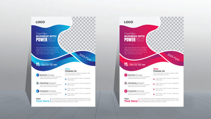 Modern business flyer template design set with gradient color. marketing, business proposal, promotion, advertise, publication, cover page. new digital marketing flyer set.