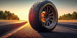 summer tires on the asphalt road in the sun, gindustry concept, enerative ai