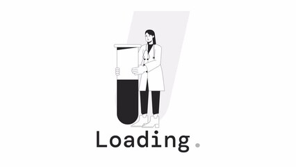 Aufkleber - Medical research bw loader animation. Scientist holding test tube. Flash message 4K video footage. Isolated monochrome loading animation with alpha channel transparency for UI, UX web design