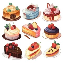 Wall Mural - Indulge in a variety of sweet flavors with our delicious cakes and cupcakes . From classic vanilla and chocolate to unique flavor combos, we've got something for everyone! AI Generative