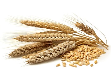 Poster - wheat ears isolated on white background. Generated by AI