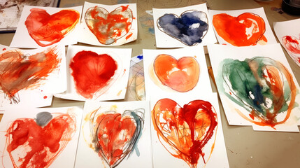 Aufkleber - Red heart on white paper, generative ai.