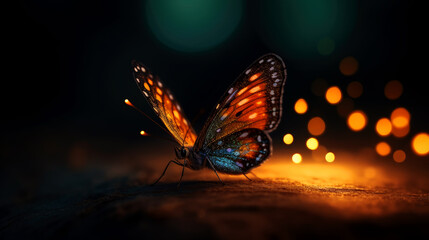 Fototapete - illustration of a color butterfly, abstract color background, generative ai.