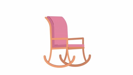 Fototapete - Animated rocking chair. Flat cartoon style icon 4K video footage for web design. Wooden porch chair swaying isolated colorful object animation on white background with alpha channel transparency