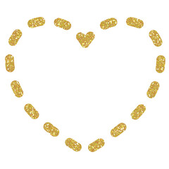 Wall Mural - Golden Glitter heart on transparent background.Heart icon. Design for decorating,background, wallpaper, illustration