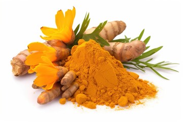 Poster - curcumin isolated on white background. Generated by AI