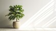 Scandinavian minimalistic home light white interior with green plant