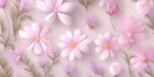 Pale Pink Flowers On A Pink Background.