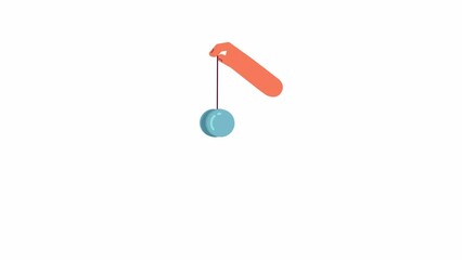 Poster - Animated hand with yoyo. Playing toy animation. Relieving stress, anxiety. Yo yo hand isolated 2D cartoon flat hand 4K video footage, white background, alpha channel transparency for web design