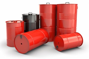 Poster - metal barrels isolated on white background. Generated by AI