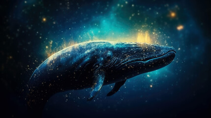  Painting of whale in sea, generative ai.