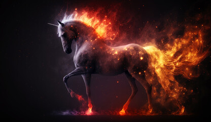 Unicorn in cosmic space. gnerative ai.