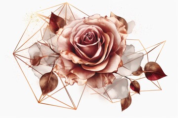Poster - rose gold geometric isolated on white background. Generated by AI