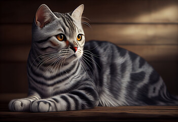 Poster - Beautiful photo Maine Coon cat concept, contemporary natural and mood social background. 
Generative AI technology.