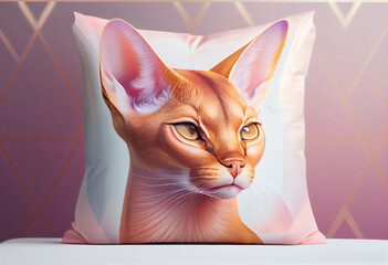 Devon Rex cat from smooth elegant transparent fabric on bright bokeh background 3d pink and peach colors. 
Generative AI technology.