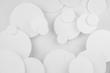 Poster - White paper flying circles as abstract background, pattern, texture in elegant modern minimalist style.