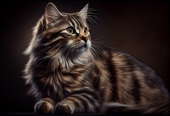 Aufkleber - Beautiful photo Japanese Bobtail cat concept, contemporary natural and mood social background. 
Generative AI technology.