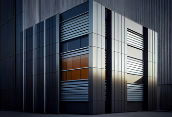 Poster - A building with a façade made entirely of translucent glass, creating a sense of lightness and transparency. Generative AI technology.