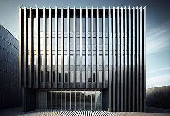 Aufkleber - A sleek and modern glass building with a reflective exterior, featuring minimalist lines and a distinctive shape. Generative AI technology.