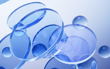 Poster - transparent geometry glass background, 3d rendering.