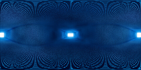 Poster - Digital cyberspace tunnel, 3d rendering. 360-degree seamless panoramic view.