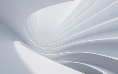 Poster - Abstract white curve geometry background, 3d rendering.
