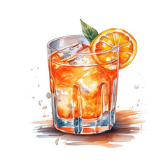 Sticker - Watercolor Illustration Coctail, Ai generated