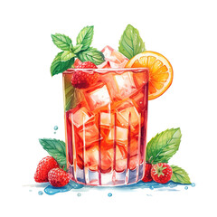 Poster - Watercolor Illustration Coctail, Ai generated