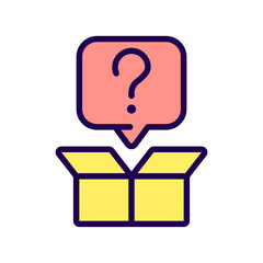 Sticker - Out-of-the-box question RGB color icon. Creative thinking. Searching new ways of development. Isolated vector illustration. Simple filled line drawing. Editable stroke. Arial font used