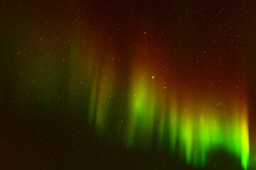 Sticker - Red green aurora borealis. Night starry sky and Northern lights