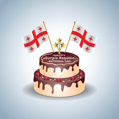 Wall Mural - Georgia Republic National Day with a Cake .Vector Illustration