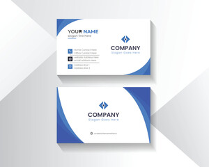 Canvas Print - Modern Creative and Clean Business Card Template with Blue color, Business Card Layout with a Green Brushstroke Element