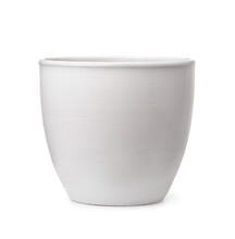 Front View Of Empty White Ceramic Flower Pot