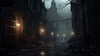 Gloomy Gothic ruins in the style of gloomy fantasy Generative AI