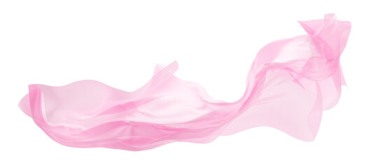 Wall Mural - Transparent pink fabric flying in the wind isolated on white background 3D render