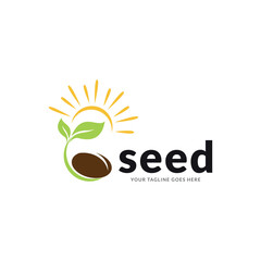 Wall Mural - Growing seed logo design template. Fit for wheat farm, natural harvest, agronomy, rural country farming field