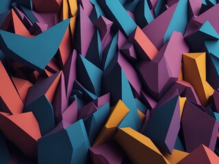 Poster - Colorful geometric 3d abstract background generated ai