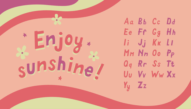 Playful, careless font and alphabet. Lowercase and uppercase letters.