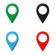 Set of map pin location icons. Modern map markers. Vector illustration on a white background.