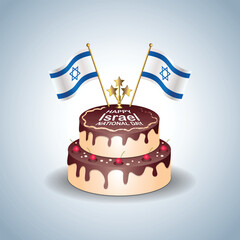 Wall Mural - Israel National Day with a Cake .Vector Illustration