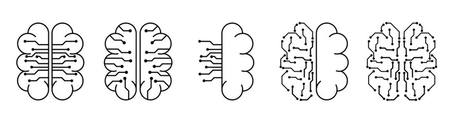 artificial intelligence icon with brain and circuit board
