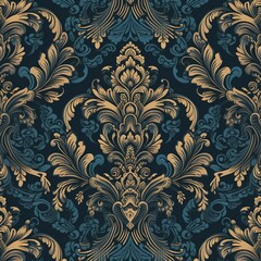 traditional damask pattern seamless wallpaper with generative ai technology